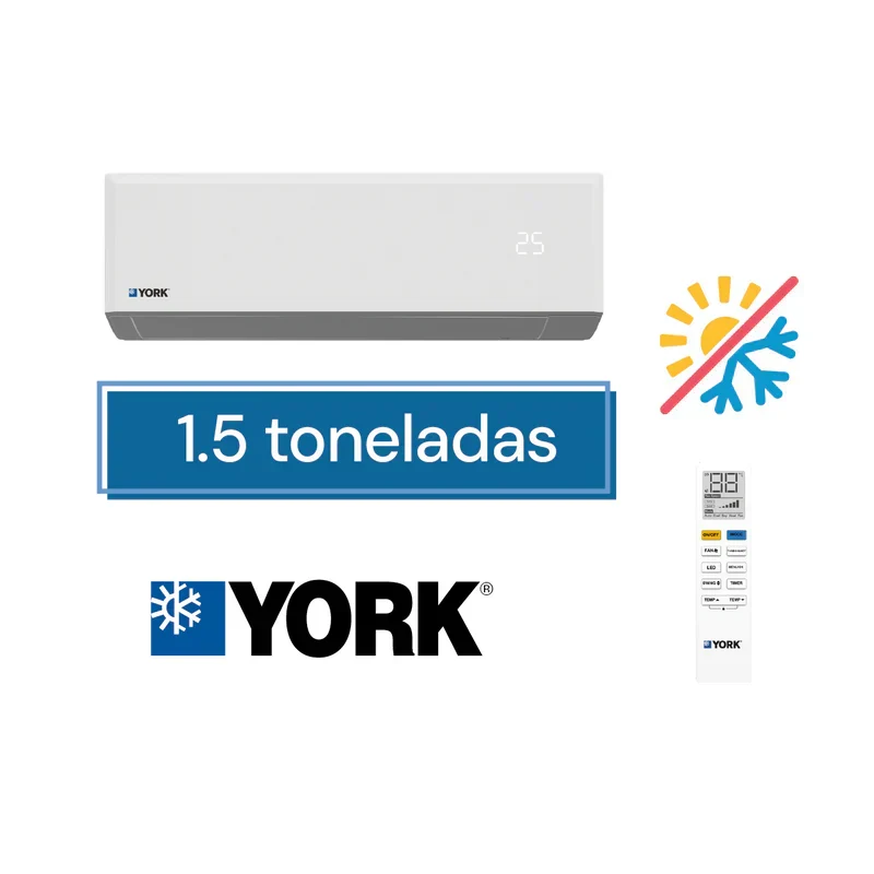 Minisplit York YHGF18ZHMDHUORX de 1.5 toneladas frío calor muro alto
